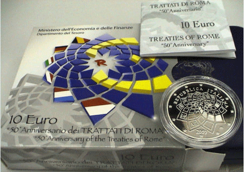 NL* ITALIA Repubblica 10 EURO Argento 2007 TRATTATI DI ROMA Proof FS set