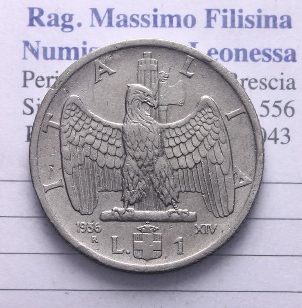 NL* VEIII 1 LIRA IMPERO 1936 XIV RARA OTTIMA CONSERVAZIONE vedi foto