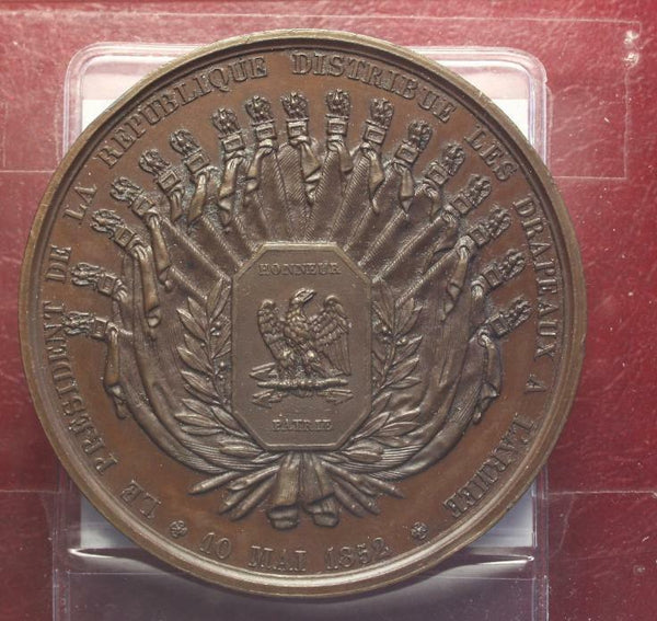 NL * FRANCE NAPOLEON III Bronze Medal 10 May 1852 distribution Drapery