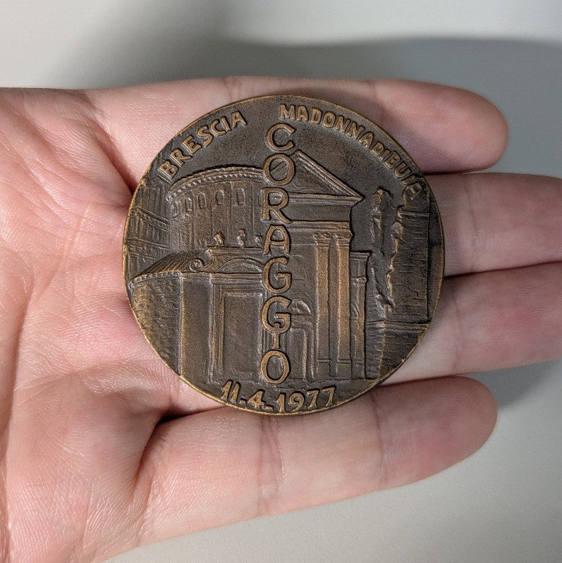 NL* BRESCIA Medaglia Bronzo MADONNA DI BUIA CORAGGIO NUOVA PASQUA 1977 Medici