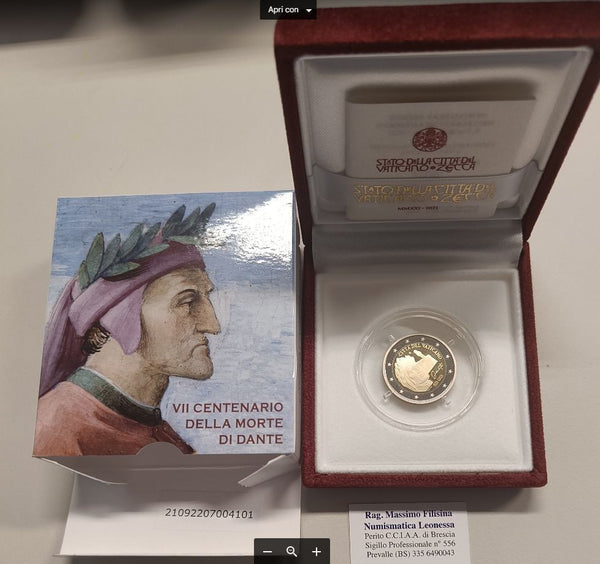 NL* VATICANO 2 EURO 2021 VII centenario morte DANTE ALIGHIERI Proof set zecca