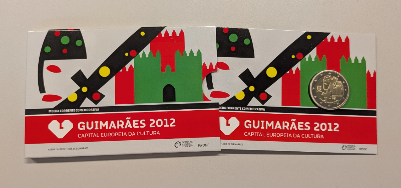 NL* PORTOGALLO 2 EURO 2012 GUIMARAES CAPITALE EUROPEA CULTURA PROOF coin card