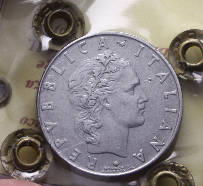 NL* Italia Repubblica 50 LIRE VULCANO 1958 RARA BB+/qSPL colpetti Perizia Testa