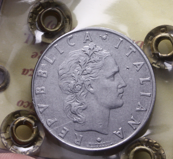 NL* Italia Repubblica 50 LIRE VULCANO 1958 RARA BB+/qSPL colpetti Perizia Testa
