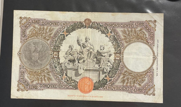NL* BANCA D'ITALIA Banconota 500 LIRE MIETITRICE 16 agosto 1939 F166