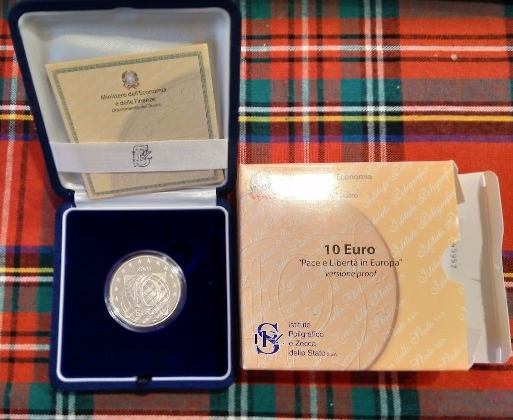 NL* ITALIA Repubblica 10 EURO Argento 2005 PACE E LIBERTA' IN EUROPA PROOF FS