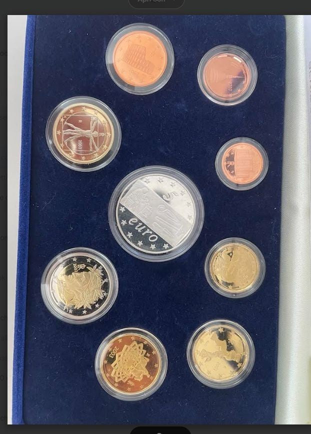 NL* ITALIA Divisionale 2003 9 Valori con 5 EURO ARGENTO PROOF Set zecca No cart