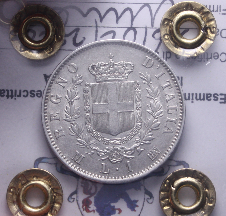 NL* VEII 1 LIRA Argento 1863 MILANO STEMMA BB/SPL Perizia Filisina Massimo
