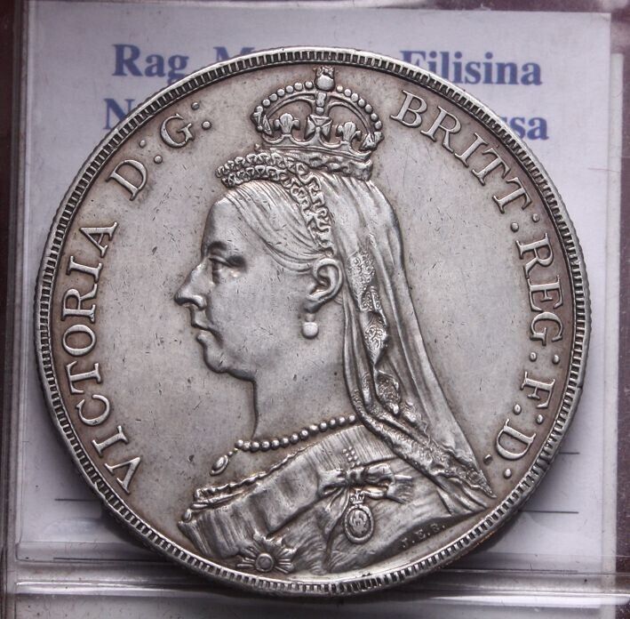 NL* INGHILTERRA REGINA VITTORIA SILVER CROWN Corona Argento 1887 Super con patin