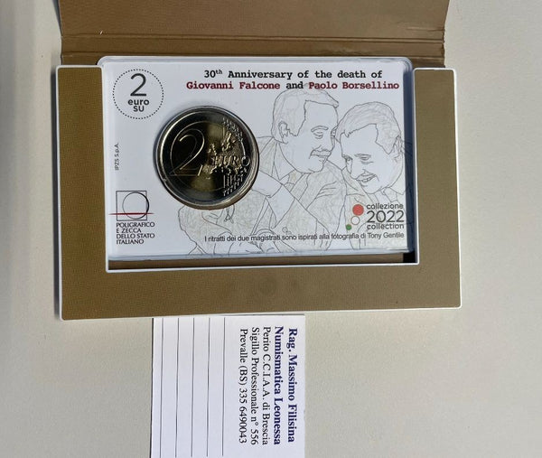 NL* ITALIA Repubblica 2 EURO 2022 FALCONE E BORSELLINO Coincard FDC set zecca
