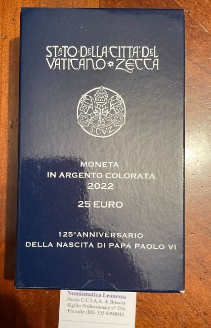 NL*VATICANO FRANCESCO 25 EURO ARGENTO 2022 125° NASCITA PAOLO VI Proof set Zecca