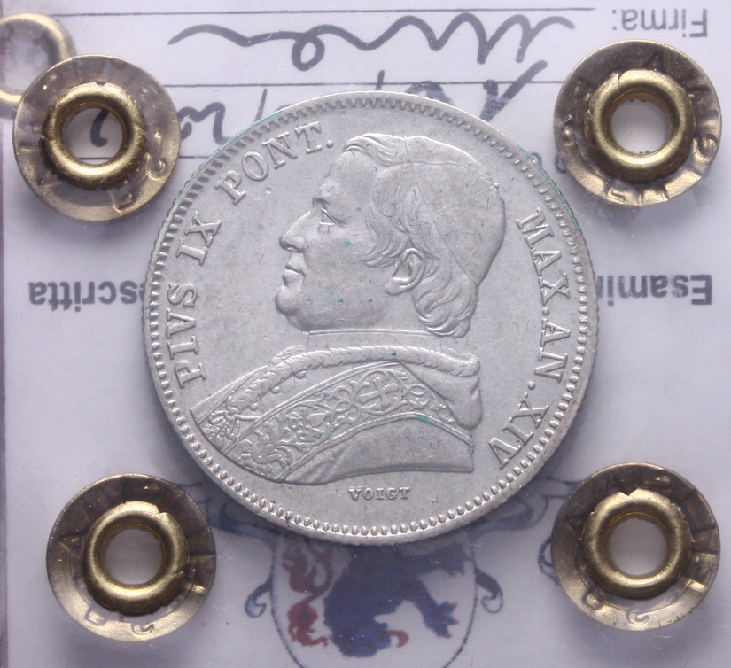 NL* STATO PONTIFICIO PAPA PIO IX 20 BAIOCCHI Argento 1860 SPL+ Perizia Filisina
