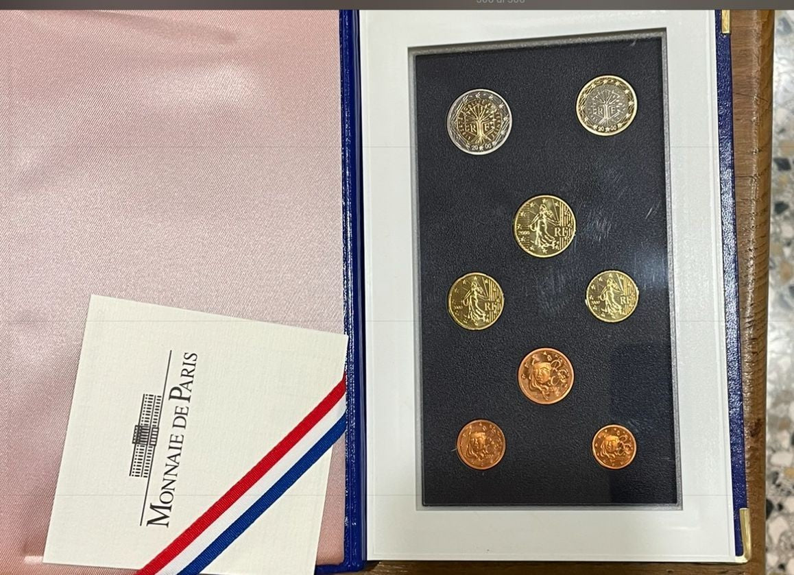 NL* FRANCIA Monnaie de Paris Coffret 2000 8 Valori IN EURO FONDO SPECCHIO PROOF