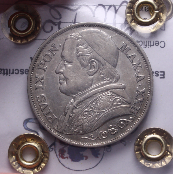 NL* STATO PONTIFICIO PIO IX 2 LIRE Ag. 1867 XXII QSPL Perizia Filisina Massimo