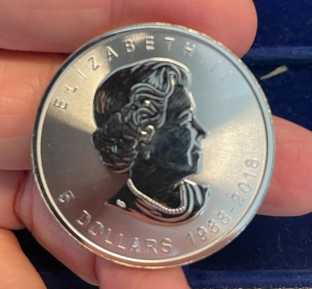 NL* CANADA 5 Dollari argento 2018 ONCIA ARGENTO PURO Foglia Acero Maple leaf OZ