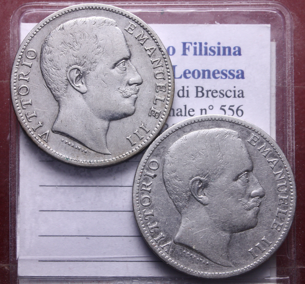 NL* VEIII Lotto 2 pezzi 2 LIRE Argento 1906 1907 AQUILA SABAUDA come da foto