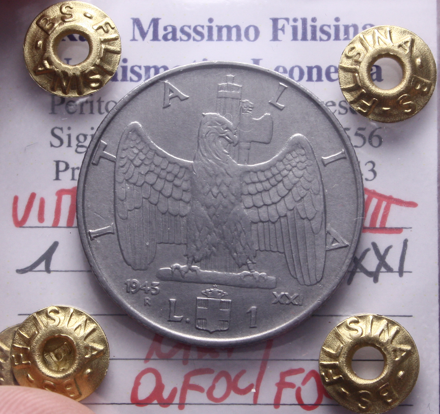 NL* VEIII 1 LIRA IMPERO 1943 XXI RARA QFDC/FDC Perizia Filisina Massimo * 4