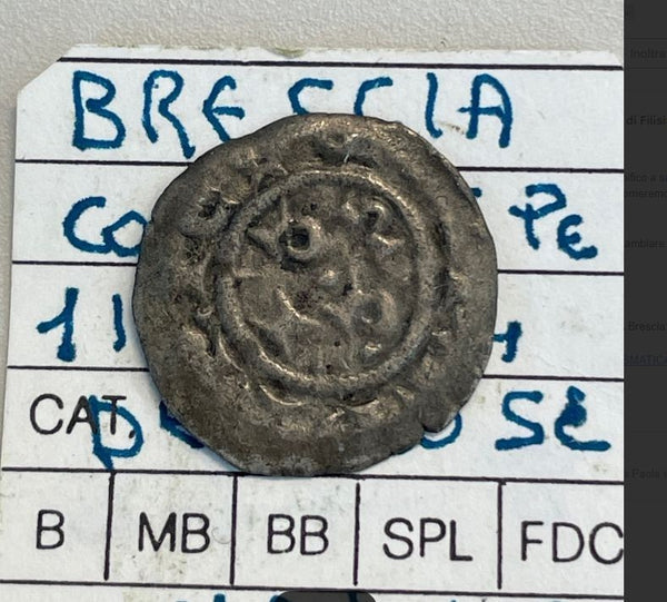 NL* BRESCIA Comuna Autonomo 1186-1254 DENARO SCODELLATO eccellente conservazione