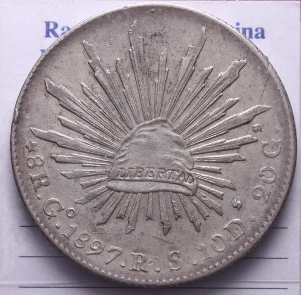 NL* MESSICO 8 REALES Argento 1897 Go RS GUANAJUATO come da foto