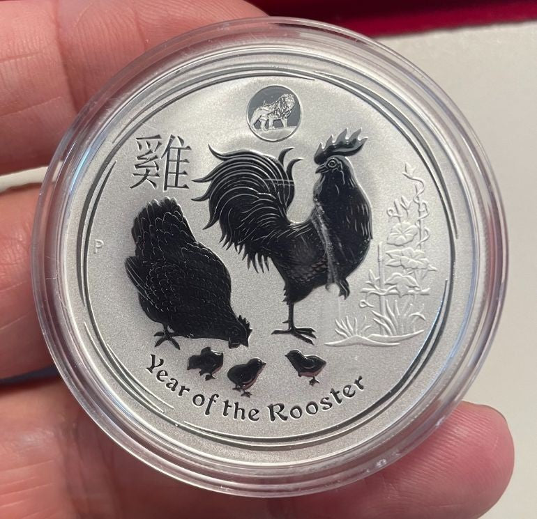 NL* AUSTRALIA 1 Dollaro 2017 Serie Lunar ANNO DEL GALLO 1 Oncia Argento Puro