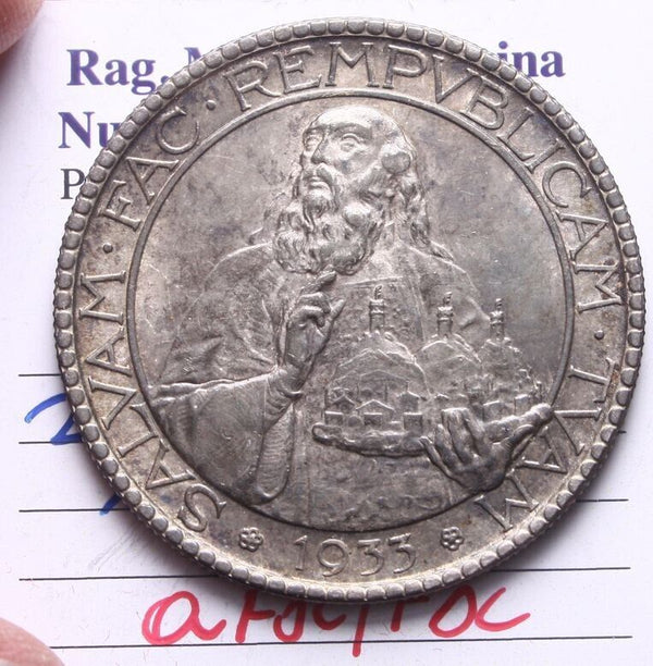 NL* SAN MARINO 20 Lire SILVER 1933 Rome QFC/FDC FILISINA Expert Opinion Massimo EX2