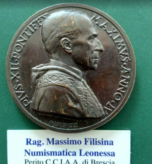NL* PAPA PIO XII Medaglia Bronzo 1942 IV Angeli in volo su cupola San Pietro *2