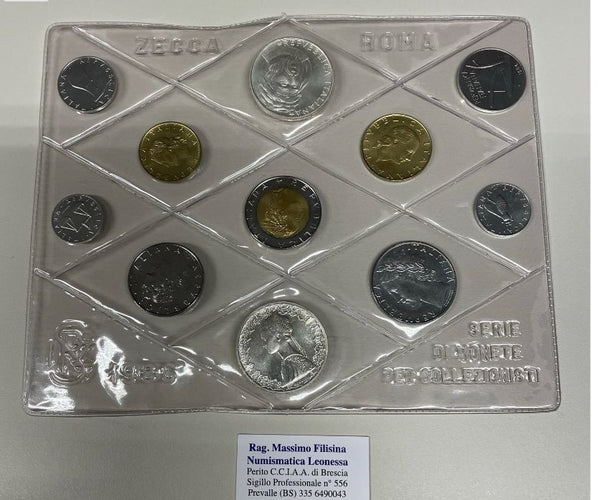NL* ITALIA Divisionale 1986 CON 500 Lire ARGENTO CARAVELLE +DONATELLO FDC NO AST