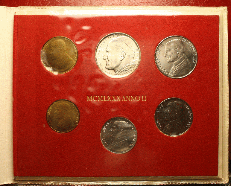 NL* VATICANO GIOVANNI PAOLO II Divisionale 1980 II con 500 Lire Argento FDC
