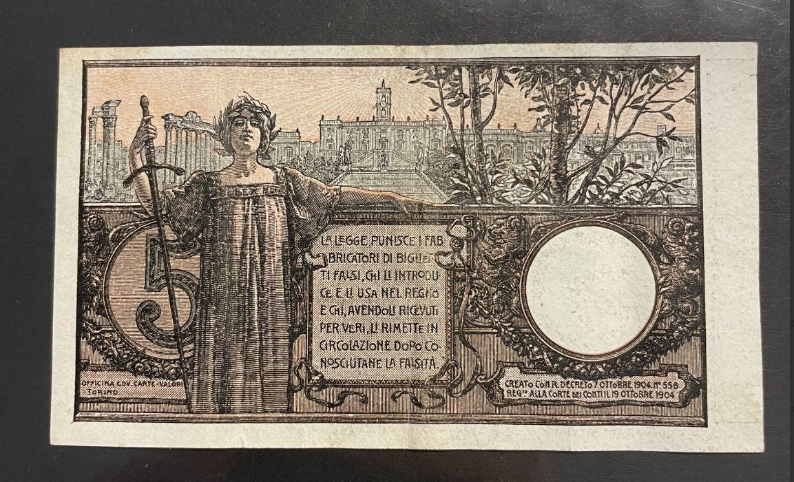 NL* VEIII BIGLIETTO DI STATO da 5 LIRE FLOREALE 17 GIUGNO 1915 2613 rara e super