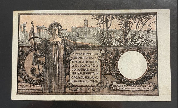 NL* VEIII BIGLIETTO DI STATO da 5 LIRE FLOREALE 17 GIUGNO 1915 2613 rara e super