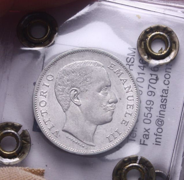 NL* VEIII ITALIA 1 Lira Argento 1902 AQUILA SABAUDA QFDC/FDC Perizia INASTA