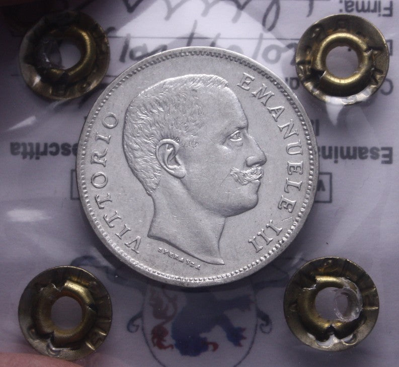 NL* VEIII 1 Lira ARGENTO 1907 AQUILA SABAUDA OTTIMO SPL+ Perizia Filisina