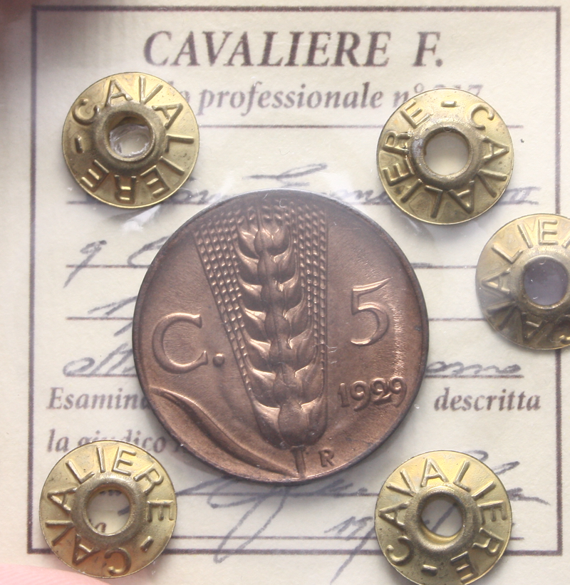 NL*VEIII Italia 5 CENTESIMI SPIGA 1929 OTTIMO FDC RAME ROSSO Perizia Cavaliere