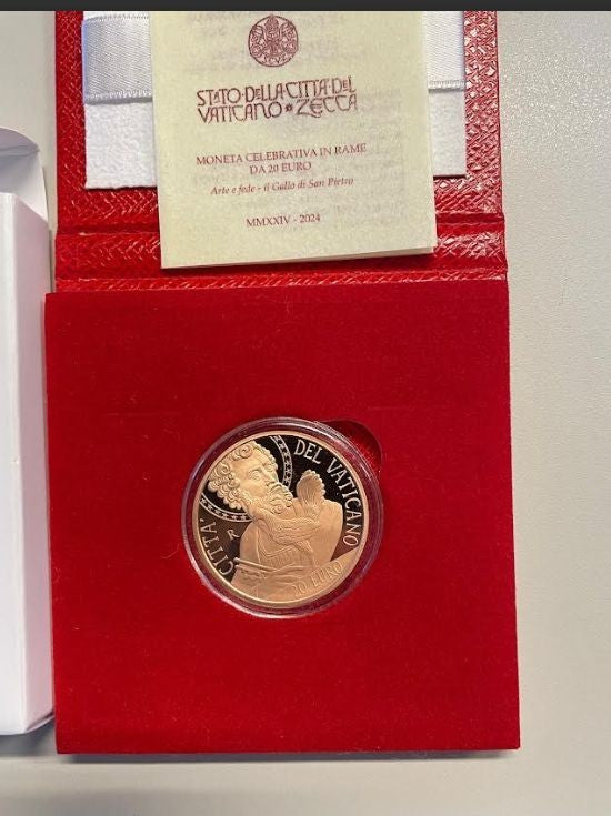 NL* VATICANO FRANCESCO 20 EURO Rame 2024 ARTE FEDE IL GALLO DI SAN PIETRO PROOF