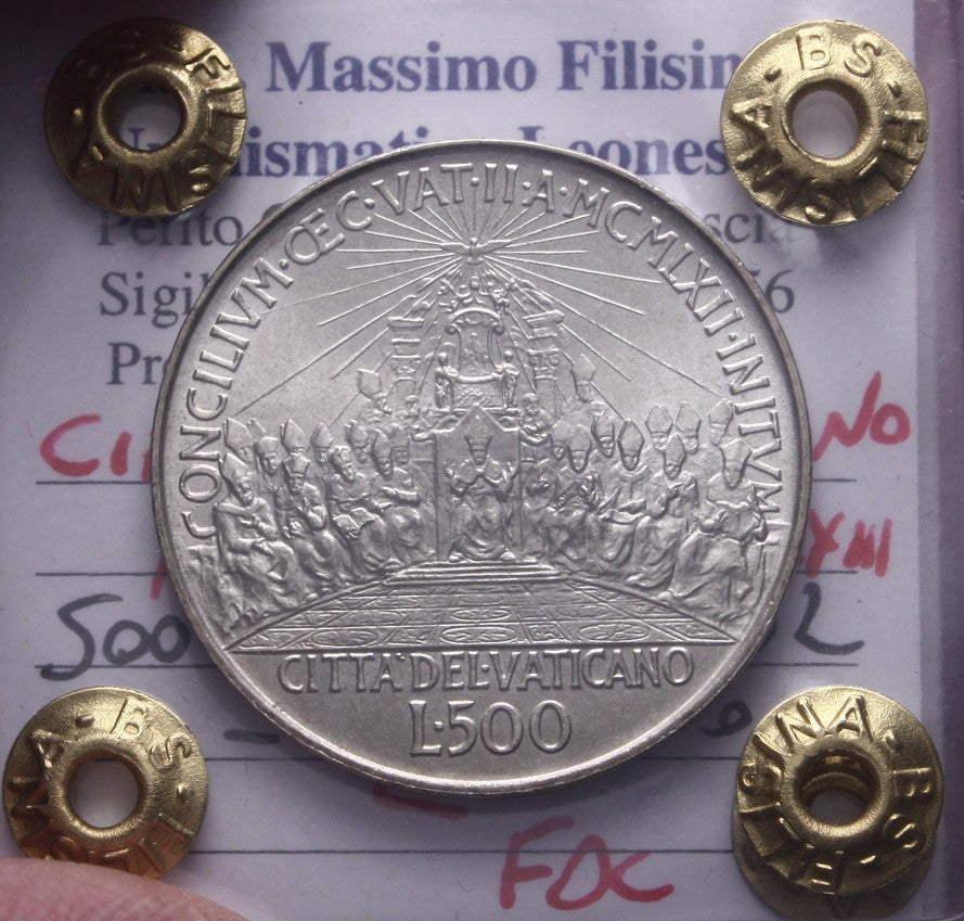 NL* Città del Vaticano GIOVANNI XXIII 500 Lire Argento 1962 FDC Perizia Filisina