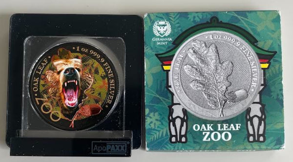 NL* GERMANIA 5 MARCHI 2019 OAK LEAF ZOO 1 Oncia OZ ARGENTO PURO Orso