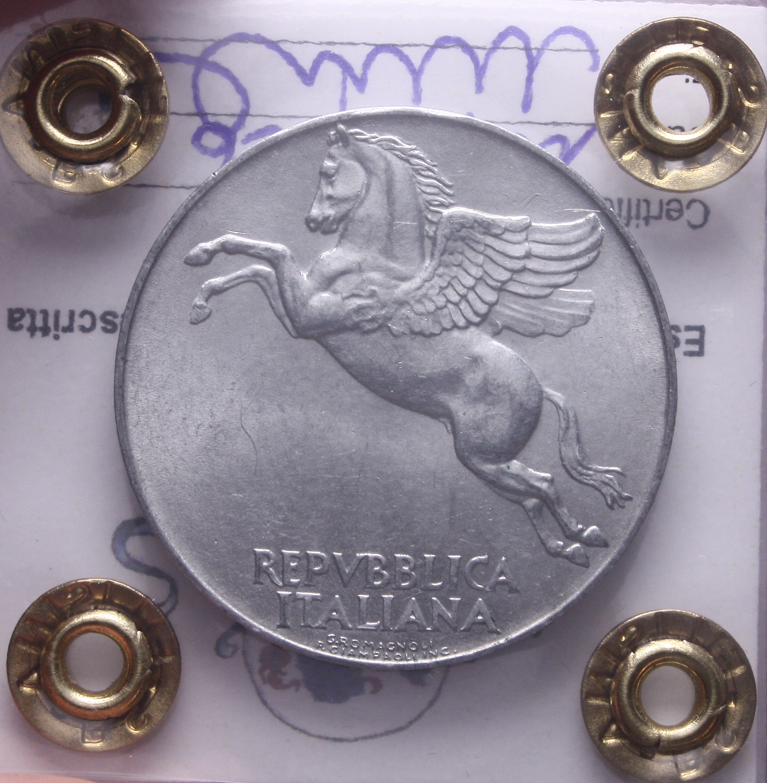 NL* Italia Repubblica 10 LIRE PEGASO 1950 QFDC Perizia Filisina Massimo