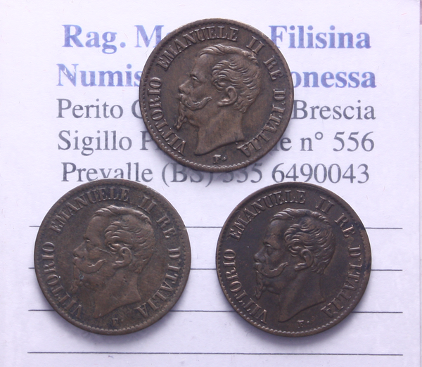 NL* VEII Lotto 3 pezzi 1 CENTESIMO Rame 1861 1862 1862 NAPOLI come da foto