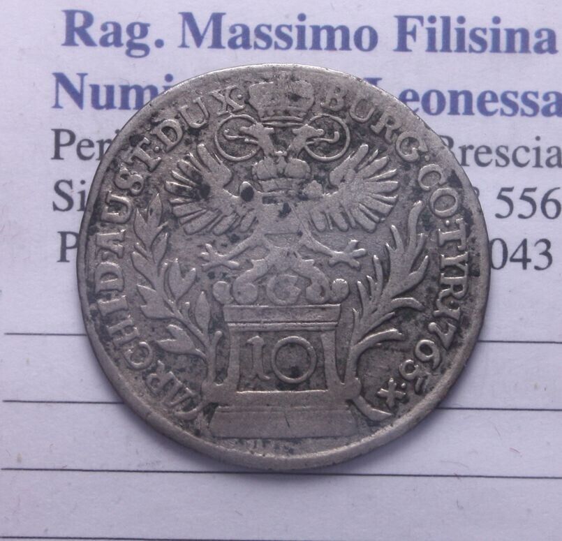 NL* MARIA THERESIA OF AUSTRIA 10 KREUZER 1/2 SVANZICA SILVER 1765 as per photo
