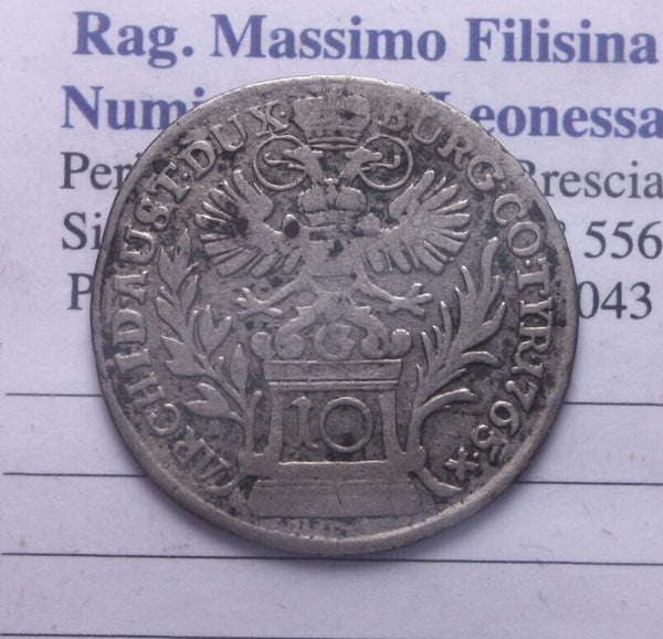 NL* MARIA THERESIA OF AUSTRIA 10 KREUZER 1/2 SVANZICA SILVER 1765 as per photo
