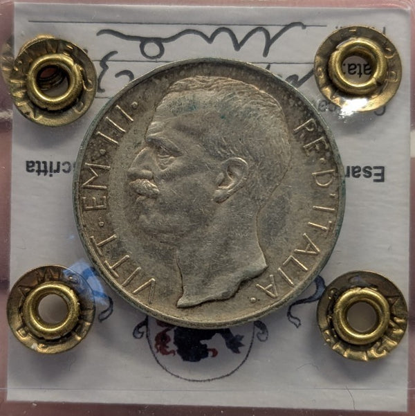 NL* VEIII RE D'ITALIA 10 LIRE Argento BIGA 1927 QSPL ** 2 rosette Filisina