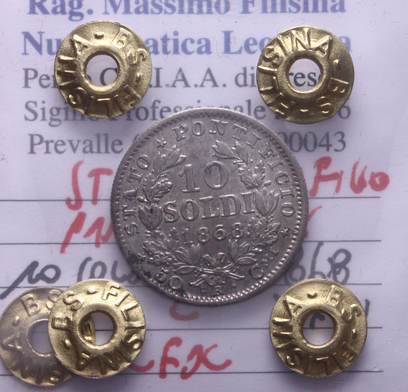 NL* STATO PONTIFICIO PAPA PIO IX 10 SOLDI Argento 1868 QFDC Perizia Filisina