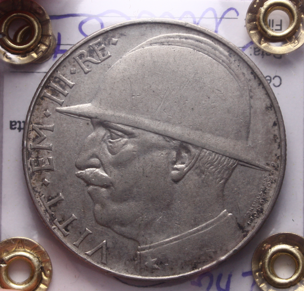 NL* VEIII 20 LIRE ARGENTO 1928 ELMETTO NC BB/SPL Perizia Filisina Massimo