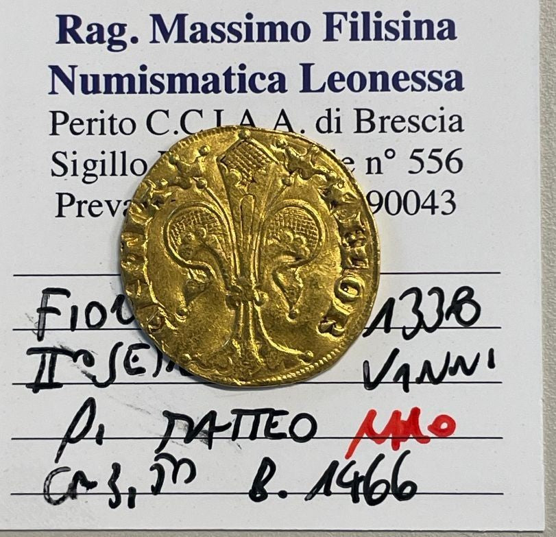 NL* FIRENZE FIORINO in ORO II SEMESTRE 1338 VANNI di MATTEO RARO splendida cons.