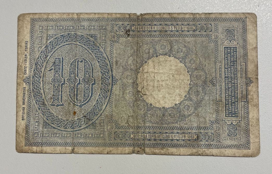 NL* UMBERTO I banconota BIGLIETTO DI STATO da 10 LIRE 28 Dicembre 1917 2170