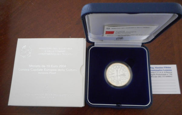 NL* ITALIA Repubblica 10 EURO Argento 2004 GENOVA CAPITALE DELLA CULTURA PROOF