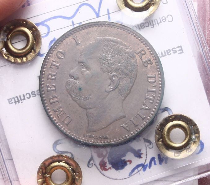 NL* UMBERTO I 5 CENTESIMI RAME 1895 ROMA RARA SPL/QFDC C Perizia Filisina M