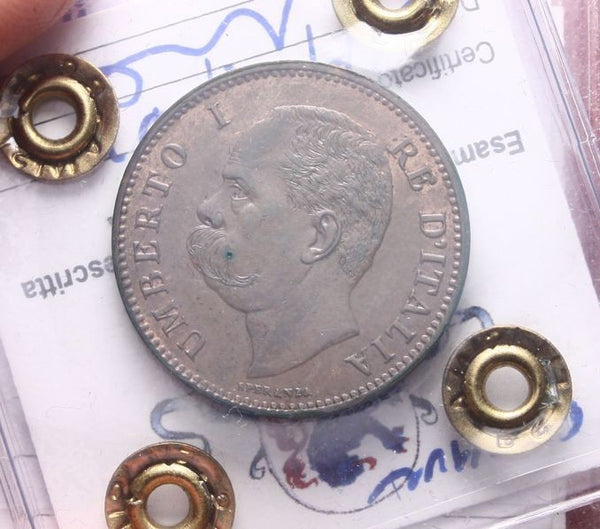 NL* UMBERTO I 5 CENTESIMI RAME 1895 ROMA RARA SPL/QFDC C Perizia Filisina M