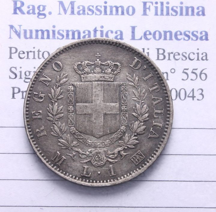 NL* VEII RE D'ITALIA 1 LIRA ARGENTO 1863 MILANO Splendida conservazione vedi fot