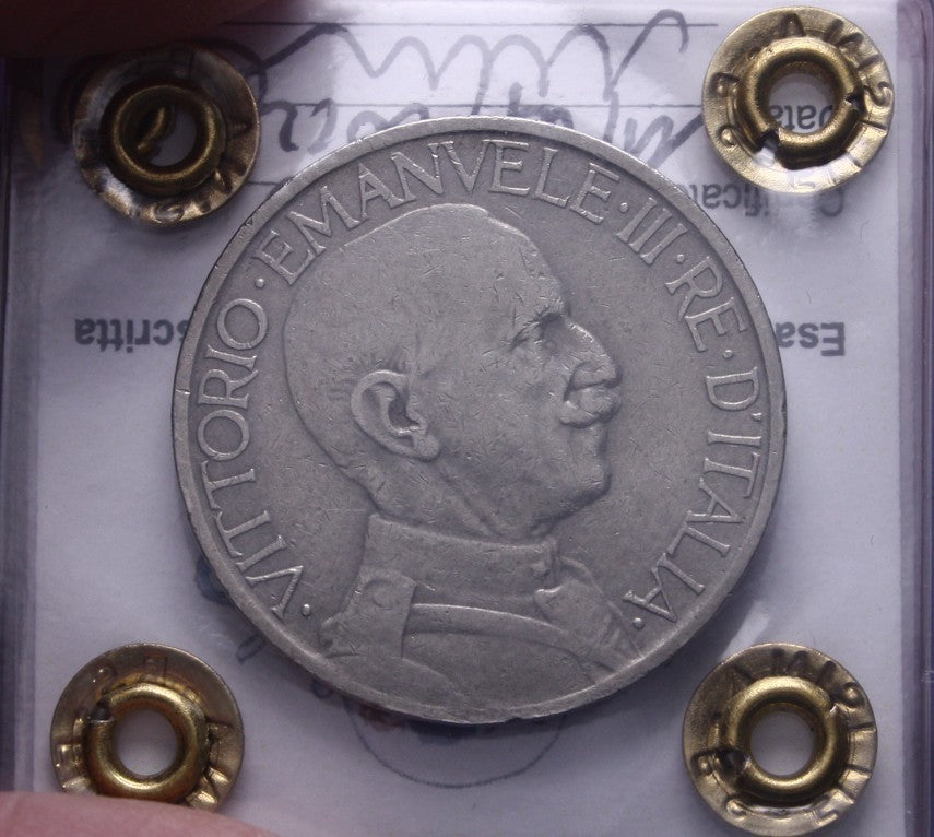 NL* VEIII RE D'ITALIA BUONO 2 LIRE FASCIO 1927 MOLTO RARO R2 BB Perizia Filisina